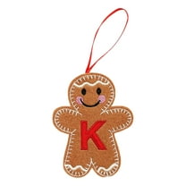 Christmas Decorations, 4.33Inch Felt A to Z Letter Gingerbread Man Initial Christmas Ornaments for Tree, Assorted Gingerbread Figurines Ornaments, Christmas Tree Hanging Decorations, K