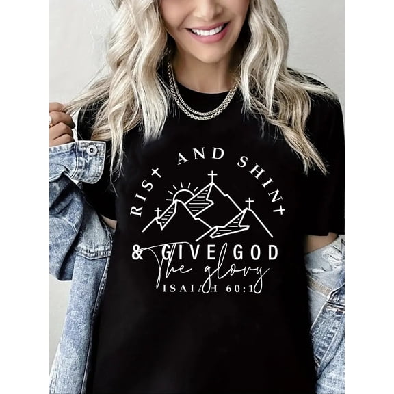 Rist And Shint Give God Print Christian Shirts for Women Black One-Piece