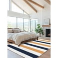 thumbnail image 2 of Orange Navy Blue Striped Area Rug for Bedroom 3x5 Ft Modern Abstract Super Soft fuzzy Throw Rug Non-Slip Fluffy Plush Indoor Floor Carpet for Living Room Nursery Home Decor, 2 of 8