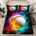 thumbnail image 2 of Castle Fairy Baseball Print Boy Twin Sheet Sets,Abstract Flame Water Bedding, 2 of 7