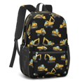 thumbnail image 2 of Excavator and Loader Black Pattern 17" School Backpacks for Teens,Waterproof Oxford Fabric,S-Shape Padded Straps for School,Travel,Hiking,Camping, 2 of 6