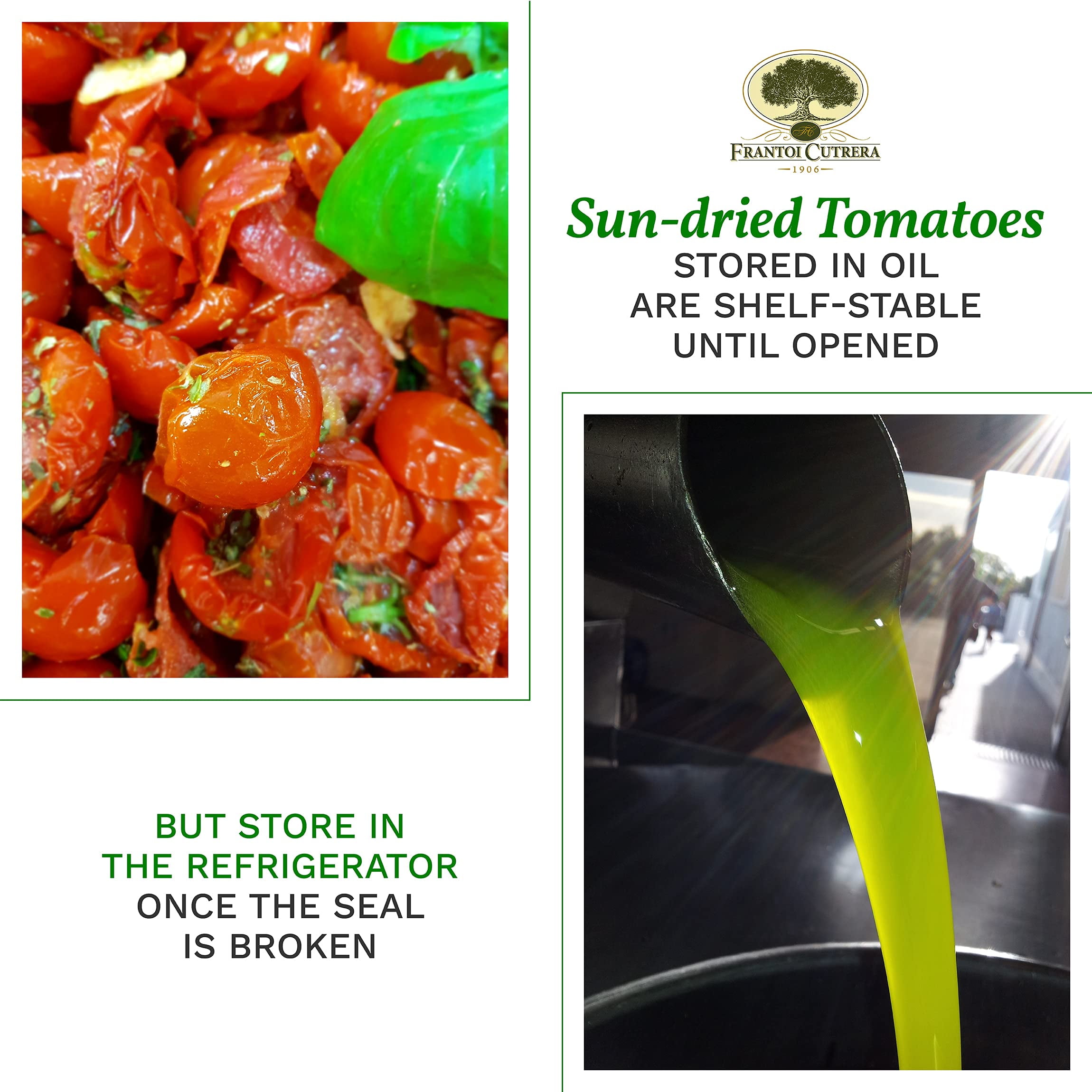 Frantoi Cutrera - Pomodorino Semi Secco - Semi-Dried Cherry Tomatoes in Extra Virgin Olive Oil, Product of Italy, 6.7oz (4 Pack)