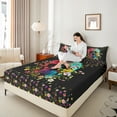 thumbnail image 4 of jejeloiu Colorful Cute Flowers Bed Sheets,Gothic Skull King Sheets,Happy Velantine'S Day Sheet Set For Men Women,Breathable Home Decor,4-Piece, 4 of 7