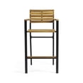 thumbnail image 3 of Liam Modern Industrial Acacia Wood Barstool, Set of 4, Teak, Black, 3 of 10
