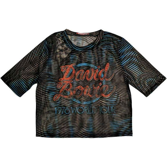 David Bowie Ladies Crop Top: 1979 World Tour (Mesh) (XX-Small)