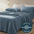 thumbnail image 5 of Sleep Zone Nanotex Super Soft Cooling Queen Bed Sheets Set 4 Piece - Easy Care Fitted Flat Sheet & Pillowcase Sets - Wrinkle Free, Fade Resistant, Deep Pocket 16" (Flint Blue, Queen), 5 of 6