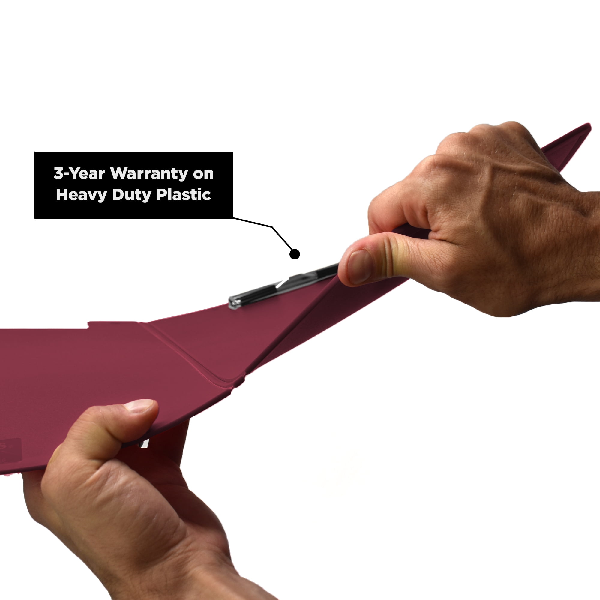 Carstens Heavy Duty Low-Profile Clipboard with Cover – Plastic, Burgundy