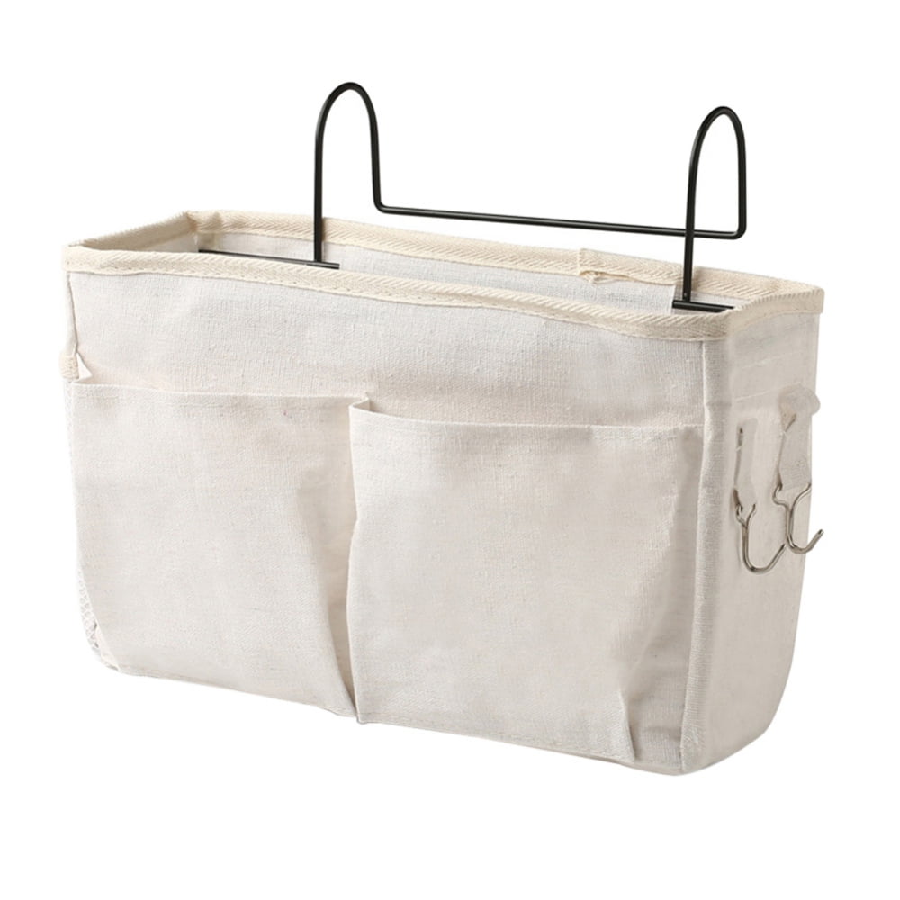 white Shruj Home & Living Holder Magazine With Hook Bedside Pockets Bed Organizer Hanging Bag Storage Bags 