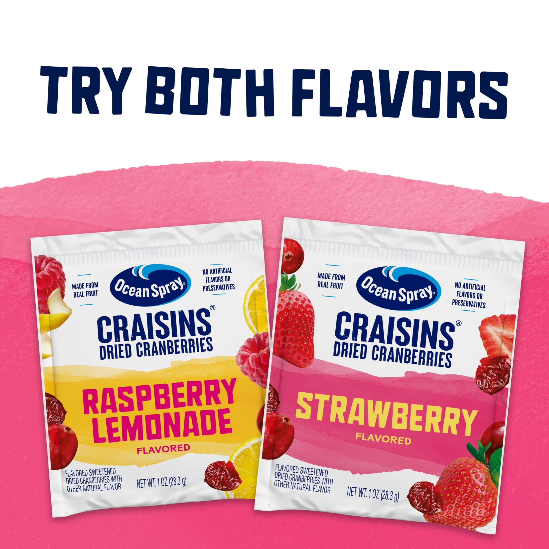 Ocean Spray® Strawberry Flavored Craisins® Dried Cranberries, 5‑Count Single‑Serve 1 oz Snack Packs