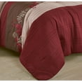thumbnail image 6 of Chezmoi Collection Alana 7-Piece Bed in a Bag Comforter Set with Sheets, Embroidered Floral Luxury Leaves Burgundy/Taupe/Brown Lightweight All Season Bedding, Full, 6 of 9