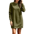 thumbnail image 5 of Squevariel Long Sleeve Sweatshirt Dress for Women Crew Neck Solid Color Casual Dress Mini Dress, 5 of 9