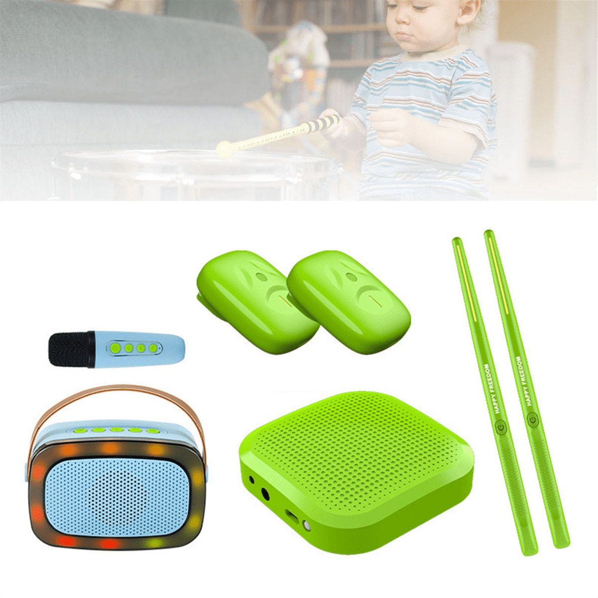 Air Drum Set 3D Motion Sensing Electronic Drum Kit with Drumsticks Pedals & Speaker for Adults and Kids