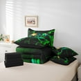 thumbnail image 5 of Erosebridal 7-Piece Gamer Comforter Set, Twin, Gaming Bedding with Neon Glowing Green Geometric Patterns, 5 of 5