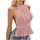 thumbnail image 2 of Heisall Womens Summer Tops Halter Neck Backless Tie Detail Sexy Y2K Style Solid Color Fashion Blouses, 2 of 8