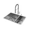 VIGO All-In One 29? Endicott Stainless Steel Double Bowl Undermount Kitchen Sink Set With Edison Faucet In Chrome, Two Grids, Two Strainers And Soap Dispenser