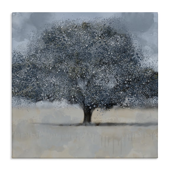 Stupell Industries Contemporary Abstract Blue Splatter Paint Tree Canvas Art, 17 x 17, by Kim Allen