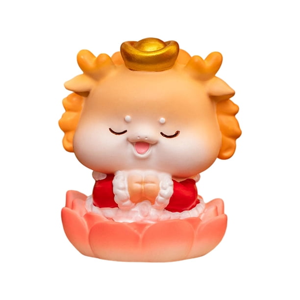 Figura de dragón de dibujos animados de Año Nuevo chino, linda estatua Fengshui hecha a mano de resina Estilo B