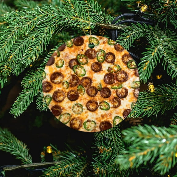 Funny Food Pizza Realistic Print Ceramics Ornaments Italian Food Christmas Tree Ornaments Ornament for Christmas Tree Xmas Gift