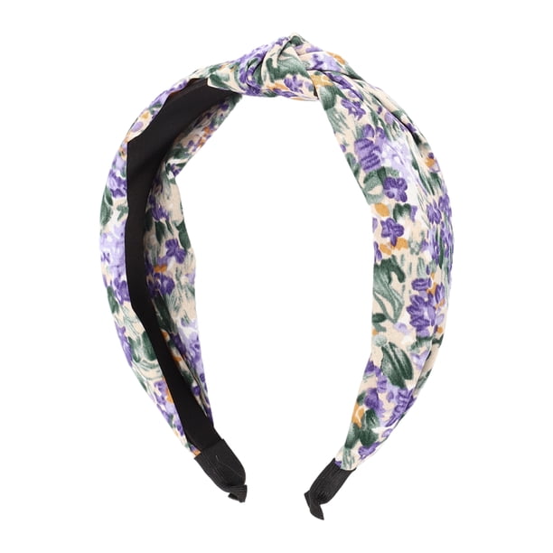 1 Pc Banda de cabello ancha impresa y elegante con nudo para mujeres y niñas 6.30"x4.92" púrpura
