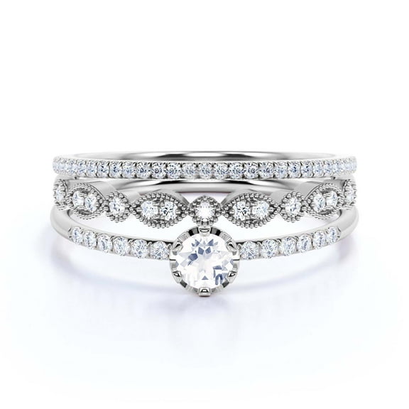 Dazzling Minimalist 1.55 Carat Round Cut Diamond Moissanite Affordable Engagement Ring, Wedding Ring in 925 Sterling Silver With 18k White Gold Plating, Gift For Her, Trio Set, Matching Band