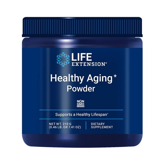 Life Extension Healthy Aging Powder, cardiovascular health, cognitive health, mood support taurine, lithium, spermidine, powder blend, non-GMO, vegetarian, 30 servings