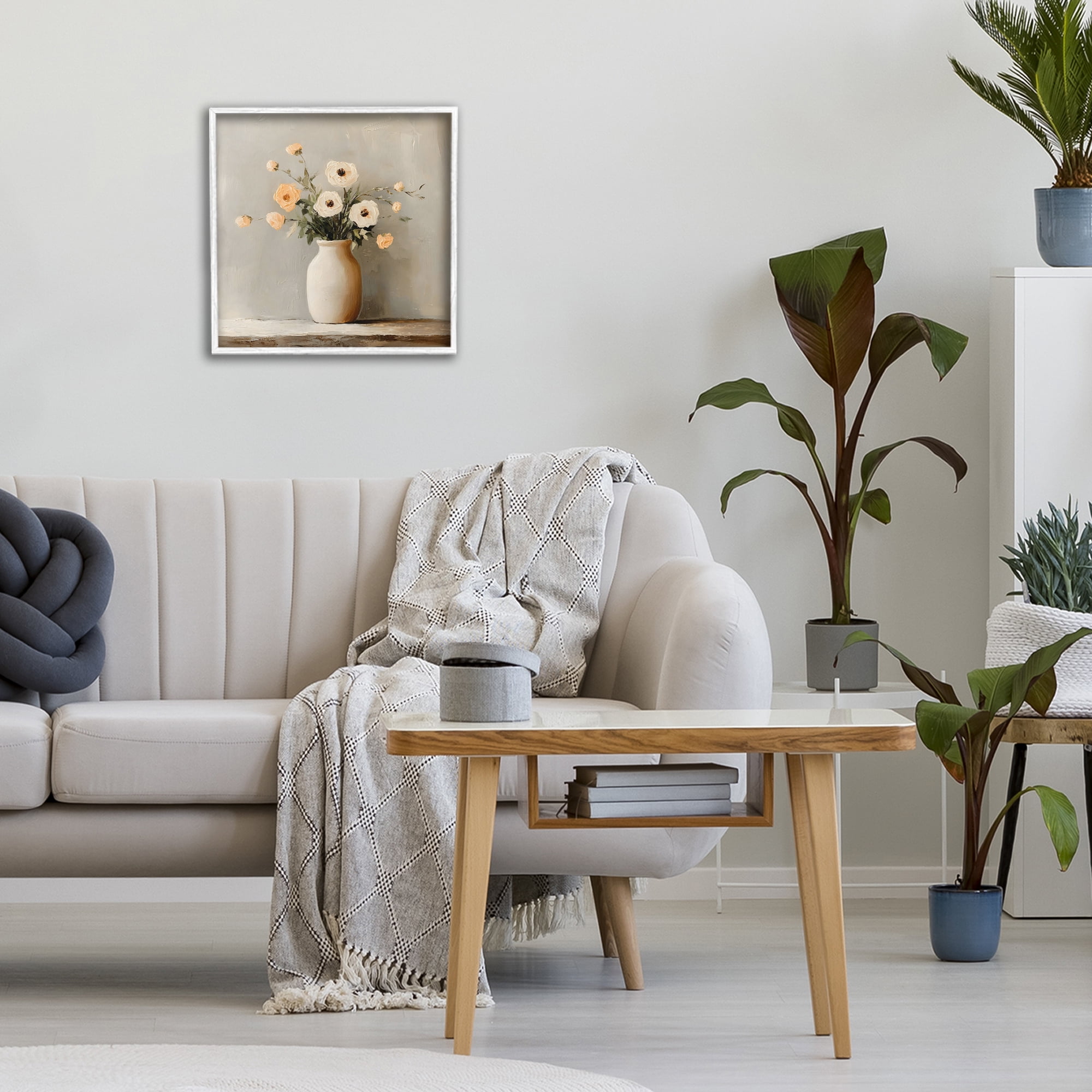 Stupell Industries Simple Floral Vase in Pastels White Framed Giclee Art, design by Creative Studio