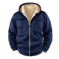 thumbnail image 2 of Men's Zip Up Fleece-Lined Hoodies Windproof Full Zip Up Sherpa Jackets Coat Warm Comfortable Casual Fashion Long Sleeve Sweatshirt Jackets with Pockets Heavy Weight Coat Outwear with Hooed,Blue 3XL, 2 of 5