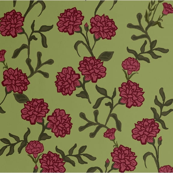 S4Sassy Peel & Stick Vinyl Wallpaper, Floral Wall Paper Contact Paper Waterproof- Green, 25"x120", Removable Asian Style Covering for Home Decor in Bedrooms & Living Areas