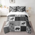 thumbnail image 2 of Homewish Safari Bear Deer 7-Piece Twin Bedding Sets,Jungle Animal Bedding Comforter Set,Gray White Plaid Sheet Sets For Teens,Ultra Soft Home Decor Reversible, 2 of 8