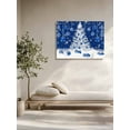 thumbnail image 4 of Winter Christmas Tree Canvas Print Wall Art Blue Christmas Ball Snowflake Pictures Painting Morden Artwork for Living Room Bedroom, Ready to Hang - 12"x16", 4 of 6