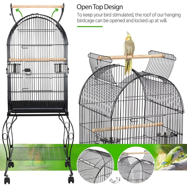 Bilot 59 inch Dome Open Top Large Medium Parrot Cage On Stand for