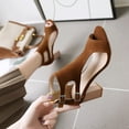 thumbnail image 5 of SACFOF Womens Suede Peep Toe Chunky Heels Ankle Booties Cut Out Chunky Block Heeled Sandals Comfortable & Stylish Peep Toe Sandal, Ideal for Work, Parties & Casual Wear, 5 of 6