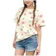 thumbnail image 2 of Asxite Toddler Girls Tshirt Floral Print Short Sleeve Crew Neck Casual Breathable Summer Tops 1-12Y, 2 of 6