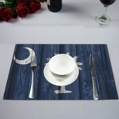 Mkhert Flag Of South Carolina State Usa On Wood Placemats Table Mkhert Flag Of South Carolina State Usa On Wood Placemats Table Mats For Dining Room Kitchen Decoration 12x18 Inch Set 6