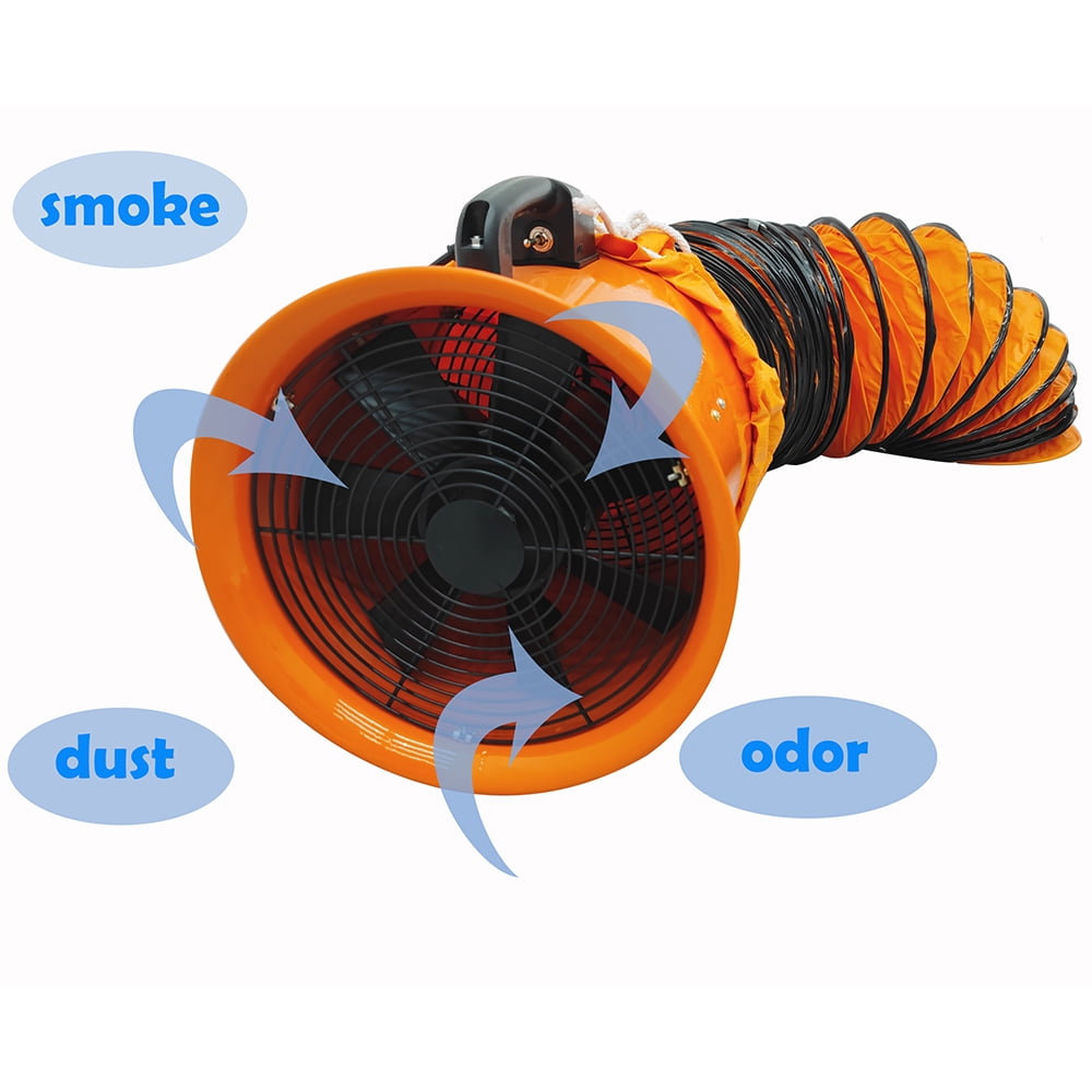 INTBUYING 12” Axial Fan Portable Cylinder Pipe Spray Booth Paint Fumes Blower with 16.4ft Air Duct