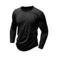 thumbnail image 5 of Hanerdun Men Basic Crew Neck T-Shirts Male Solid Long Sleeve Tee Tops Black M, 5 of 5