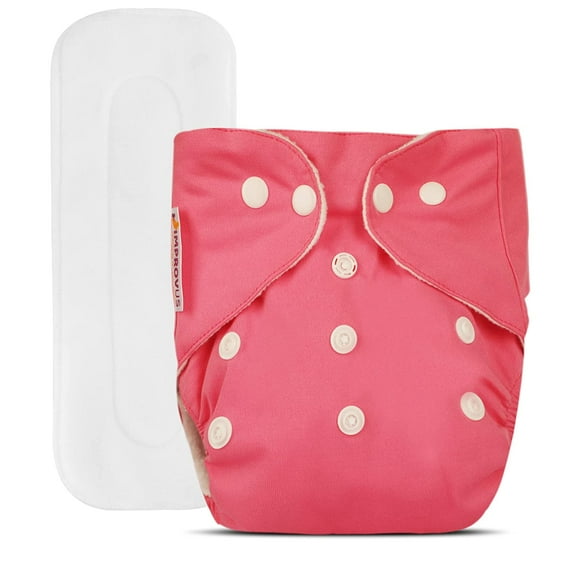 IMPROVUS Free Size Washable & Reusable Cloth Diaper With 1 Dry Feel Absorbent Soaker Pad (3Months- 3Years) (Pink)