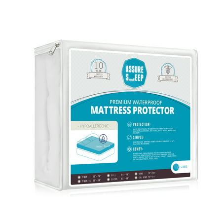 Premium Waterproof Mattress Protector - Hypoallergenic, Breathable, Dust Mite Proof Cover, Vinyl Free Full Size, BY Assure Sleep by