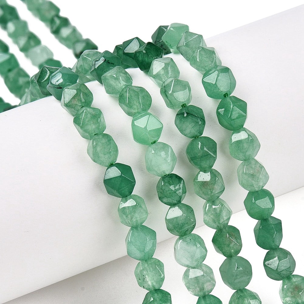 Natural Green Aventurine Beads Strands Round Faceted 5.5~6x5.5~6.5mm Hole: 1mm about 60~62pcs/strand 14.17~14.88''(36~37.2cm)