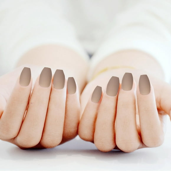 ELAYARD 1Set Fancy Fake Nails Beige for Party Nail Decoration Stylish and Easy to Use