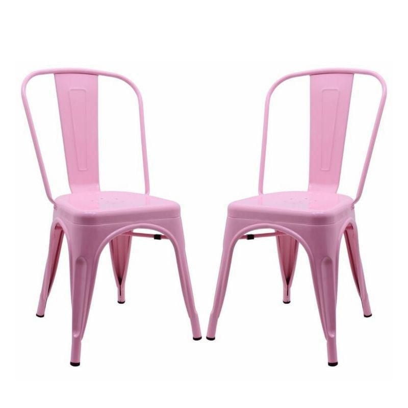 Tolix Roch Light Pink Dining Chair – Chic and Durable Metal Side Chair, Set of 2, Perfect for Restaurants and Modern Spaces