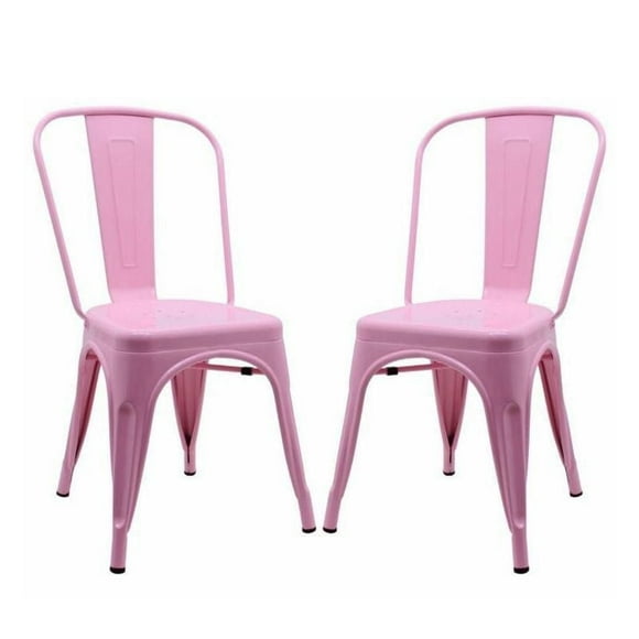 Tolix Roch Light Pink Dining Chair – Chic and Durable Metal Side Chair, Set of 2, Perfect for Restaurants and Modern Spaces