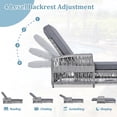 thumbnail image 5 of 2-Piece Long Reclining Chaise, Outdoor Wicker Lounge with Armrests, Patio Adjustable Recliner with Soft Removable Cushions, All Weather Rattan Pool Lounge for Poolside & Garden (Grey), 5 of 9