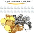 thumbnail image 2 of Clip-on Earring Findings, 20pcs (10 Pairs) Round Flat Tray Earring Clips Blank Earring Setting Components with 20pcs Earring Pads for Non-Pierced Ears DIY Earring Making - Silver and Gold, 2 of 6