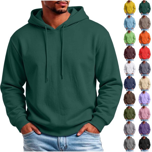 Fanshiluo Men's Solid Color Long Sleeve Pullover Hoodie,Loose Fit Basic Tops,L,Big and Tall Men