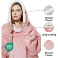 thumbnail image 3 of Cozy Comfort Oversized Wearable Giant Pocket Blanket Hoodie for Men Indoors and Outdoors, Sherpa Fleece Hooded Blanket for Adult, Mellow Rose, 3 of 6