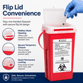 thumbnail image 2 of Dealmed Sharps Container, 2 Quart Flip Lid, Red (Pack of 1), 2 of 5