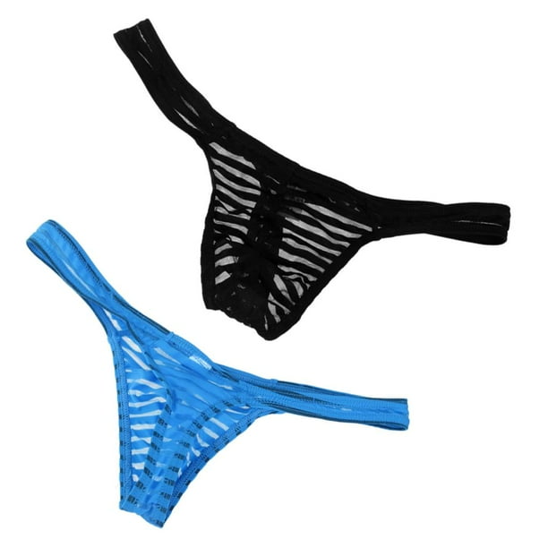 Paquete de 2 piezas para hombre, pura, negro, azul, malla, , cintura baja, ropa interior, , espalda en T, calzoncillos, bolsa, bragas Zulema Ropa interior de los hombres escritos