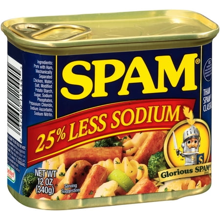 (2 Pack) SPAM® 25% Less Sodium 12 oz. Can (Best Canned Meats For Long Term Storage)