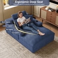 thumbnail image 2 of Rophefx 76" Oversized Chair Chaise Lounge Indoor, Corduroy Cloud Sofa Bed with Cup holder,Sleeper Reading Chair Boneless Couch for Living Room, Bedroom,Blue, 2 of 8
